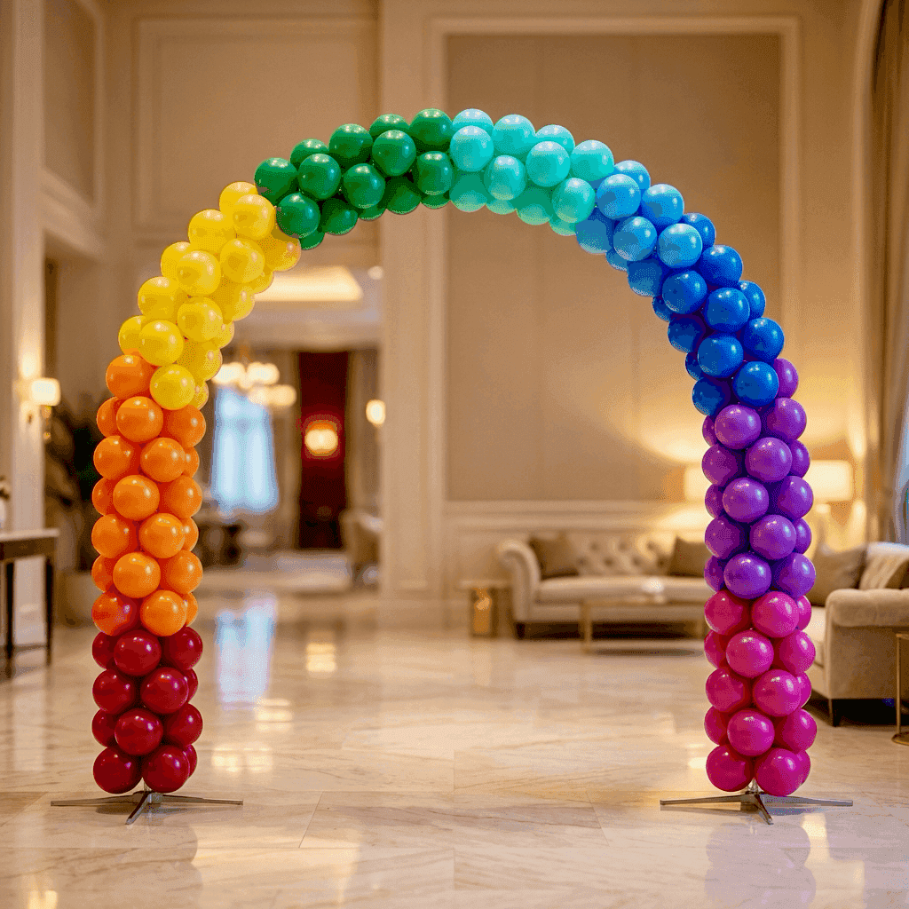 Arco de globos PilaMania en entorno elegante - decoración de entrada reutilizable