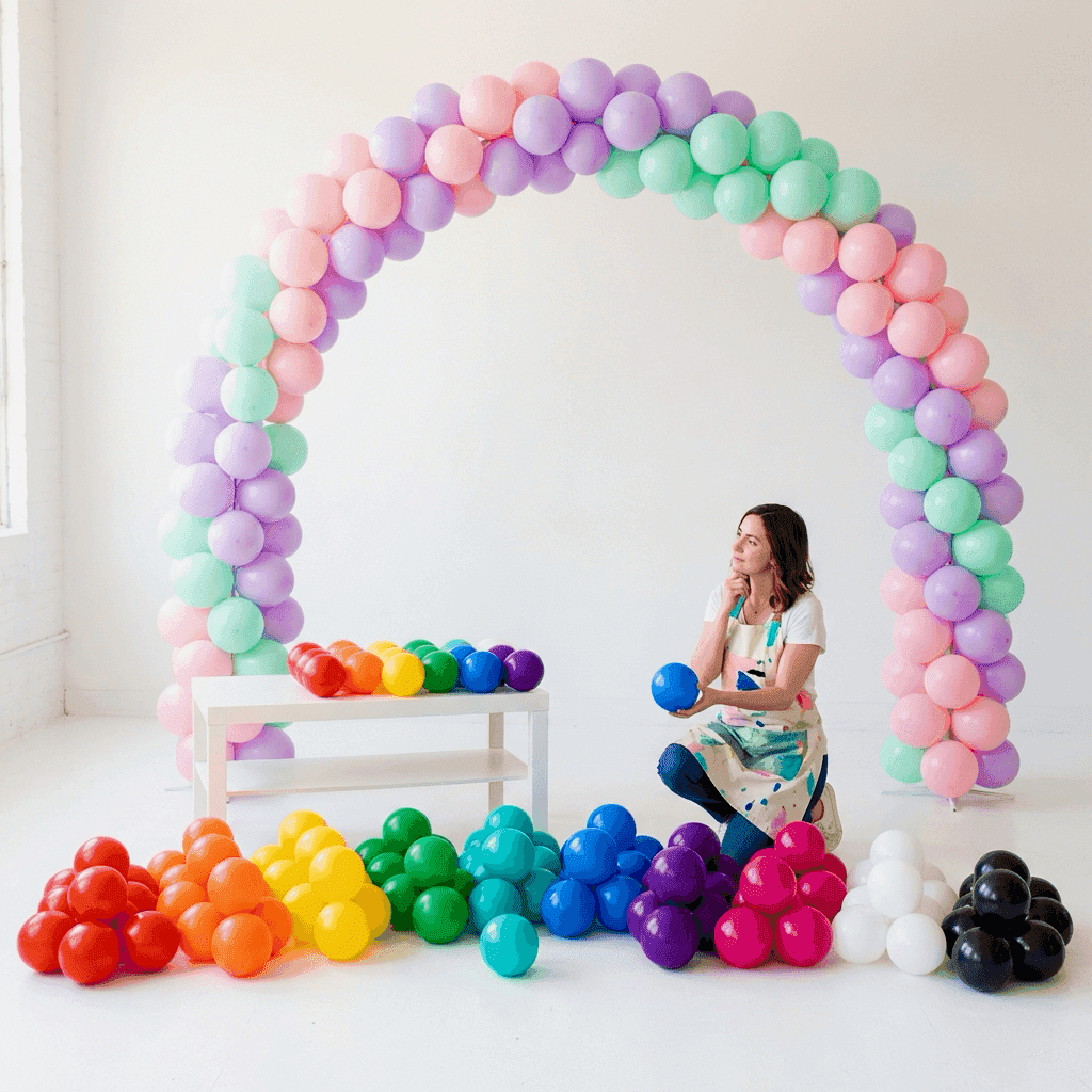 Arco de globos modular PilaMania con demostración de cambio de color