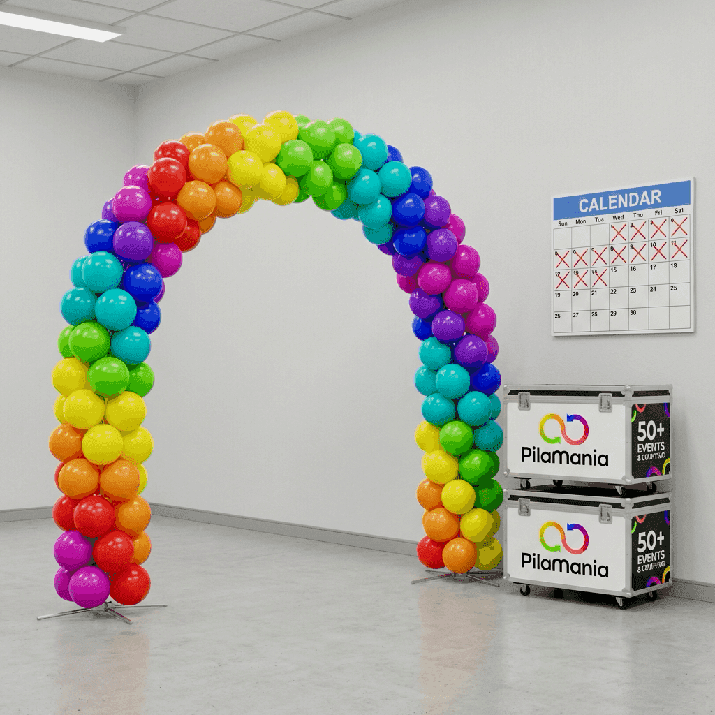 Arco de globos reutilizable PilaMania guardado en almacenamiento compacto