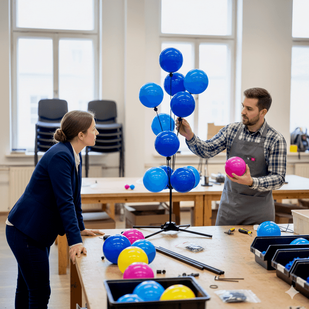 Amable equipo de PilaMania listo para ayudarle con preguntas y consejos sobre decoración con globos