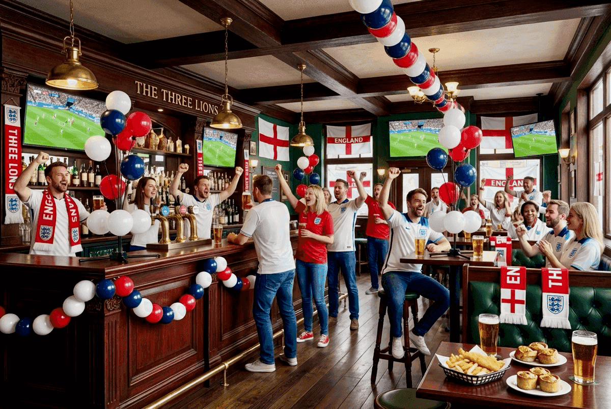 Pilares de globos como símbolo de los colores del equipo de fútbol