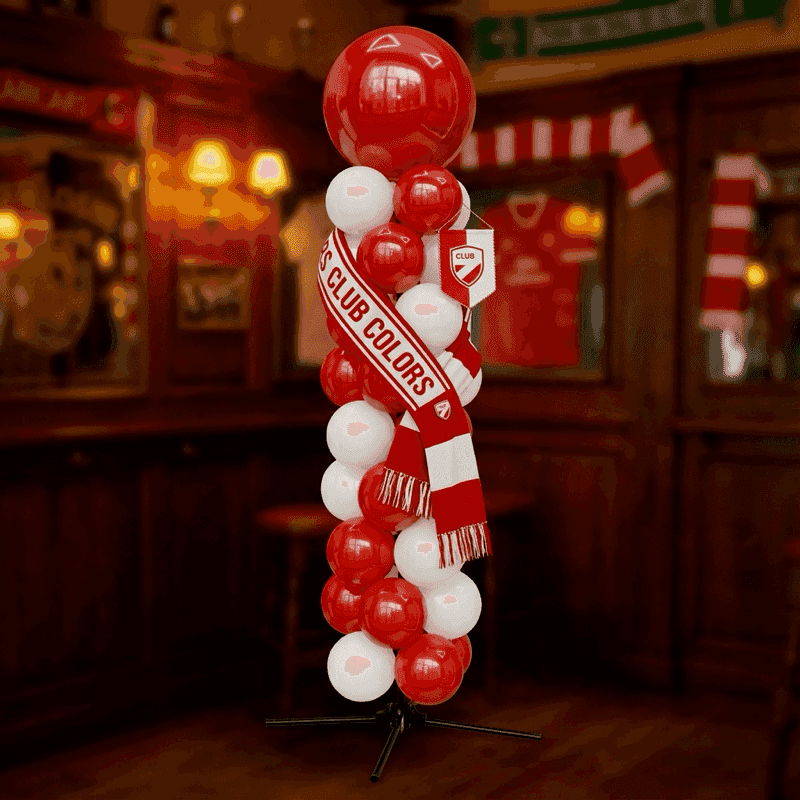 Pilares de globos en colores específicos del club