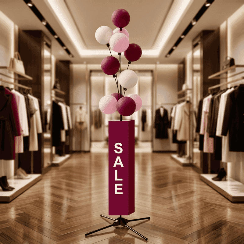 Soporte publicitario con globos PilaMania - configuración con funda de poste