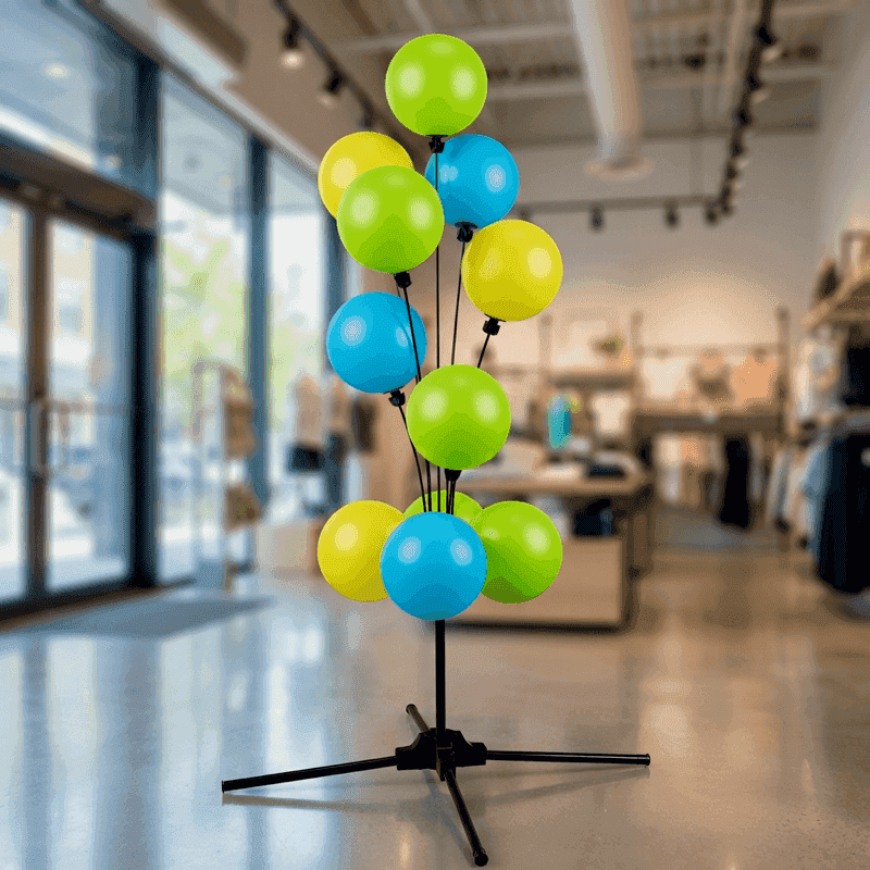 Soporte publicitario con globos estándar PilaMania - configuración base compacta