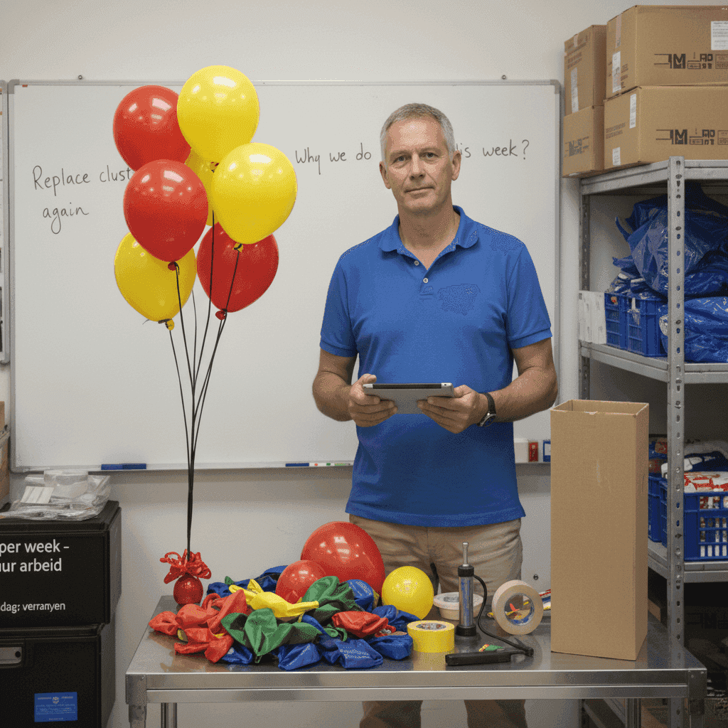 Fundador de PilaMania en conversación con gerente de retail sobre frustraciones con decoración tradicional de globos, origen del concepto del soporte publicitario con globos