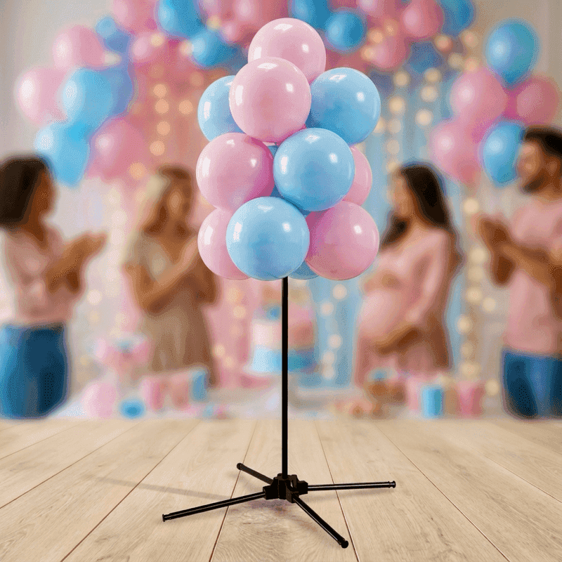 Racimo de globos gender reveal en rosa y azul