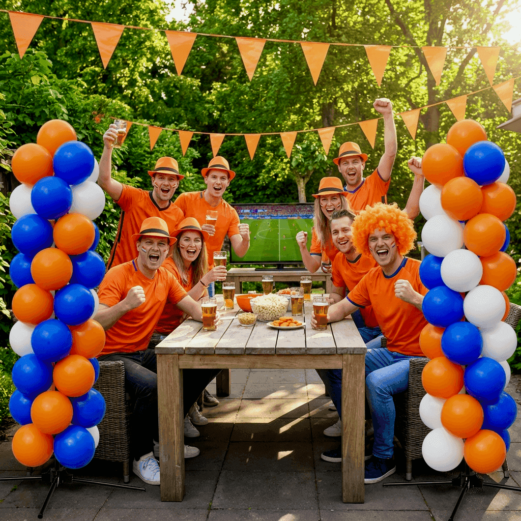 Decoración de globos para fiesta de fútbol en naranja – PilaMania