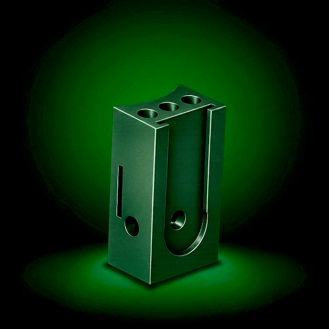 Bloque de Fleje PilaMania en ABS reciclado antracita — para fijación a postes mediante cable de fleje de acero en construcciones especiales
