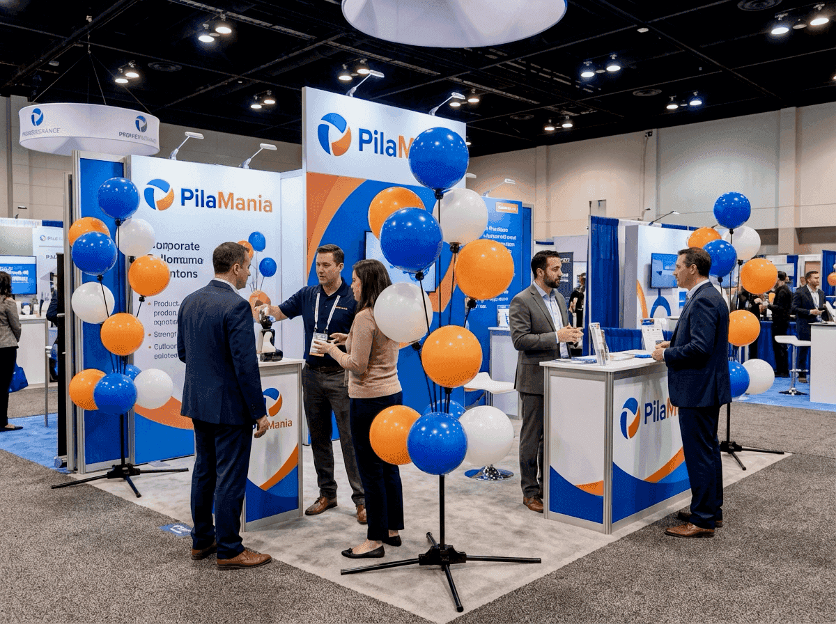 Fuentes de globos como eye-catcher en stand de feria