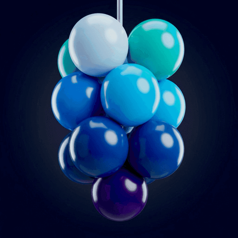 Racimo de globos PilaMania colgante en techo