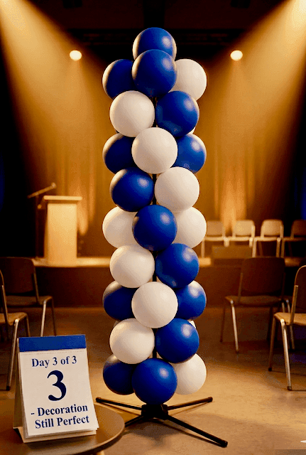 Decoración con globos que permanece perfecta durante varios días para múltiples ceremonias de graduación