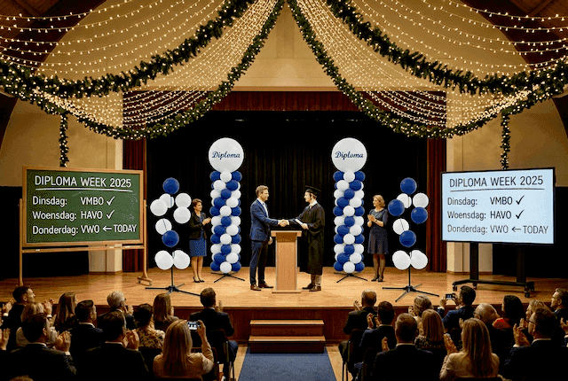 Decoración con globos que permanece perfecta durante tres días para múltiples ceremonias de graduación