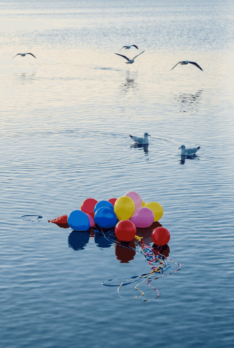 Tortuga marina amenazada por los residuos de globos en el océano