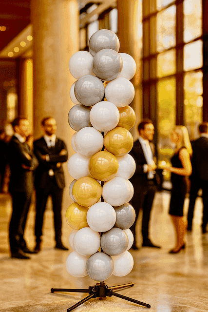 Elegante columna de globos como decoración temática — globos PVC reutilizables de PilaMania
