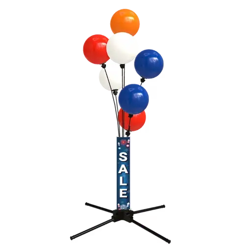Cartel de globos PilaMania con columna SALE y un racimo de globos, sin entorno